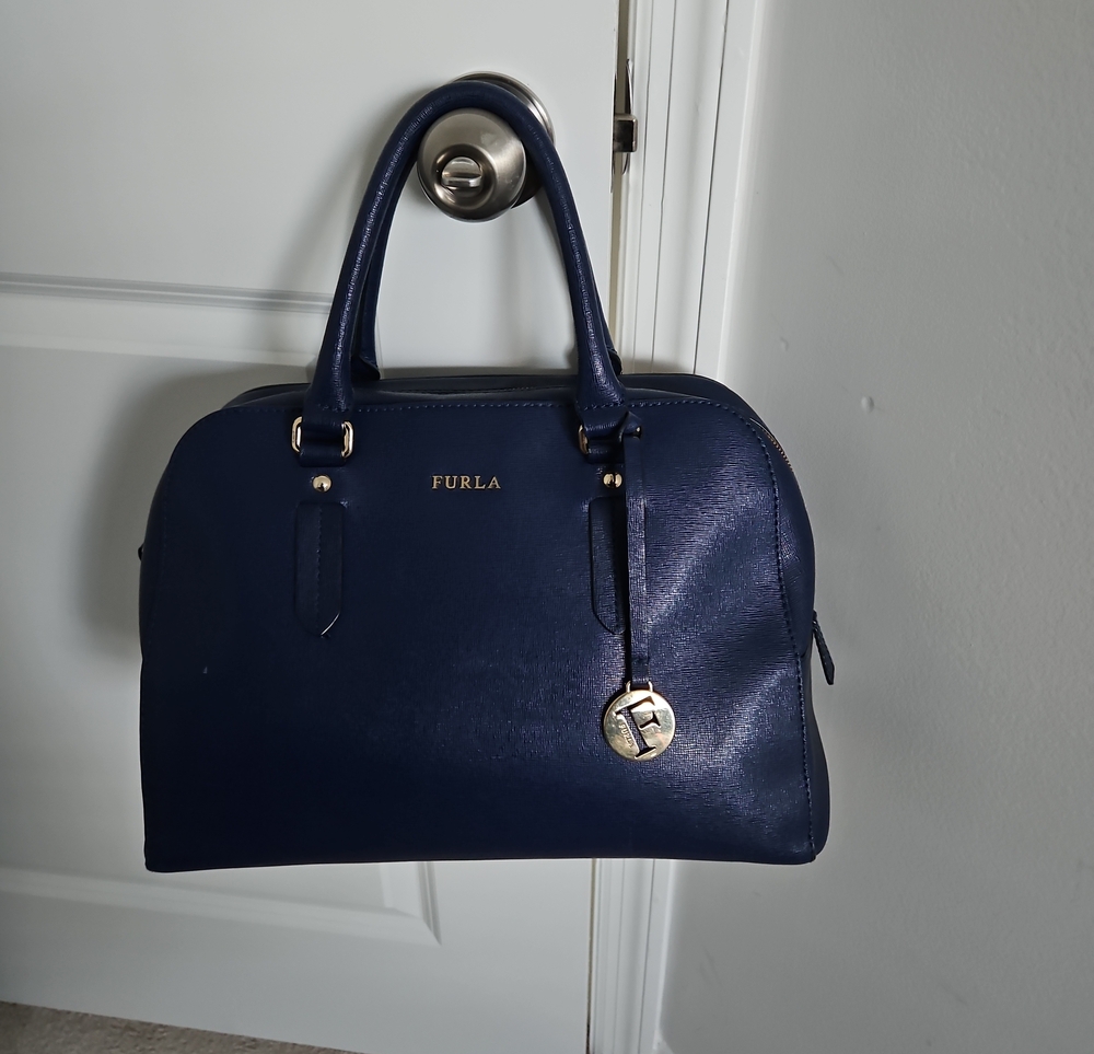 Furla Elena Navy Saffiano Leather Satchel with Wallet (Dem. 13wx9h) - Picture 2 of 15